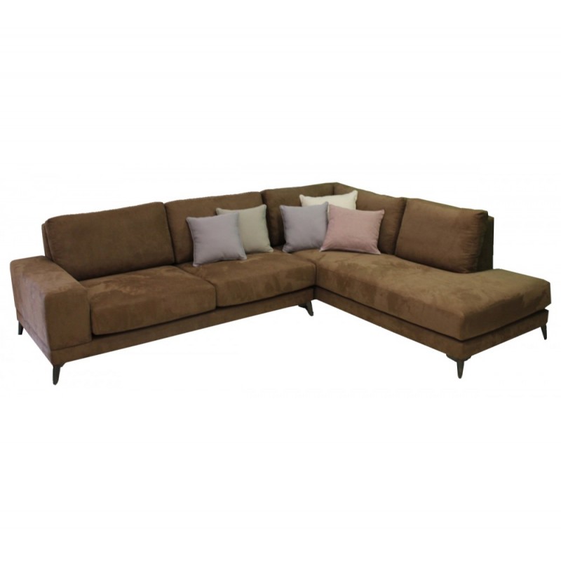 Goran γωνιακός καναπές Με ύφασμα καφέ 290x230x95cm