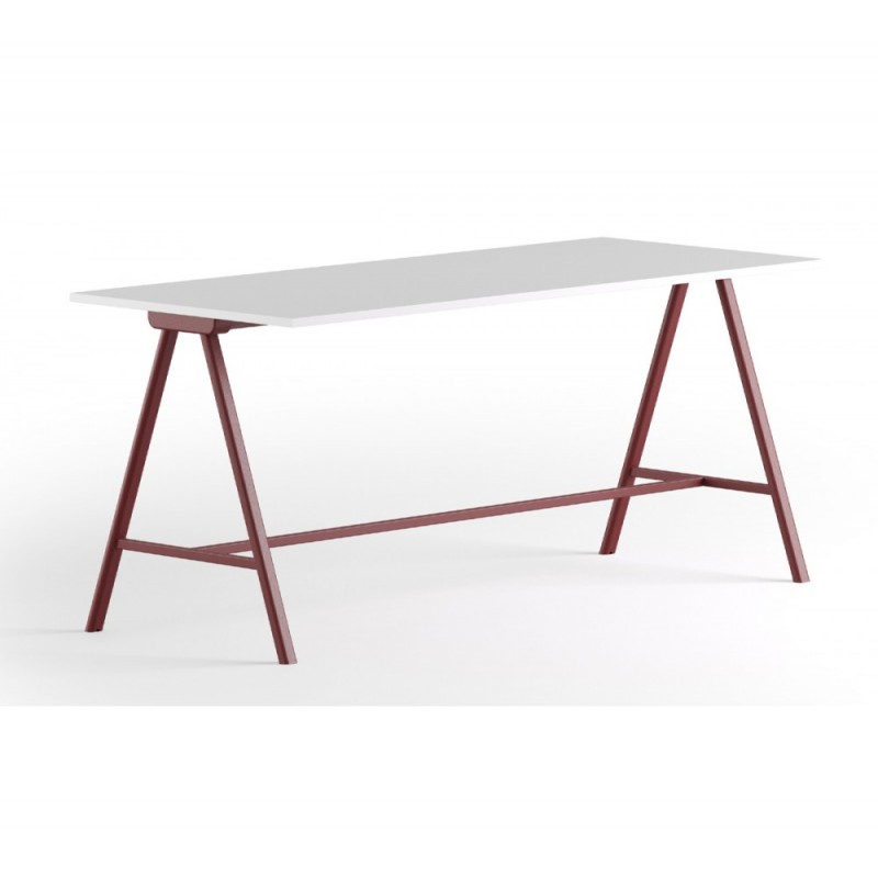 SURFY HIGH DESK 2027  γραφείο με  μελαμινη λευκό χρώμα και μεταλλικό σκελετό κόκκινο   100x240x105cm Κωδικός : 22992-83132