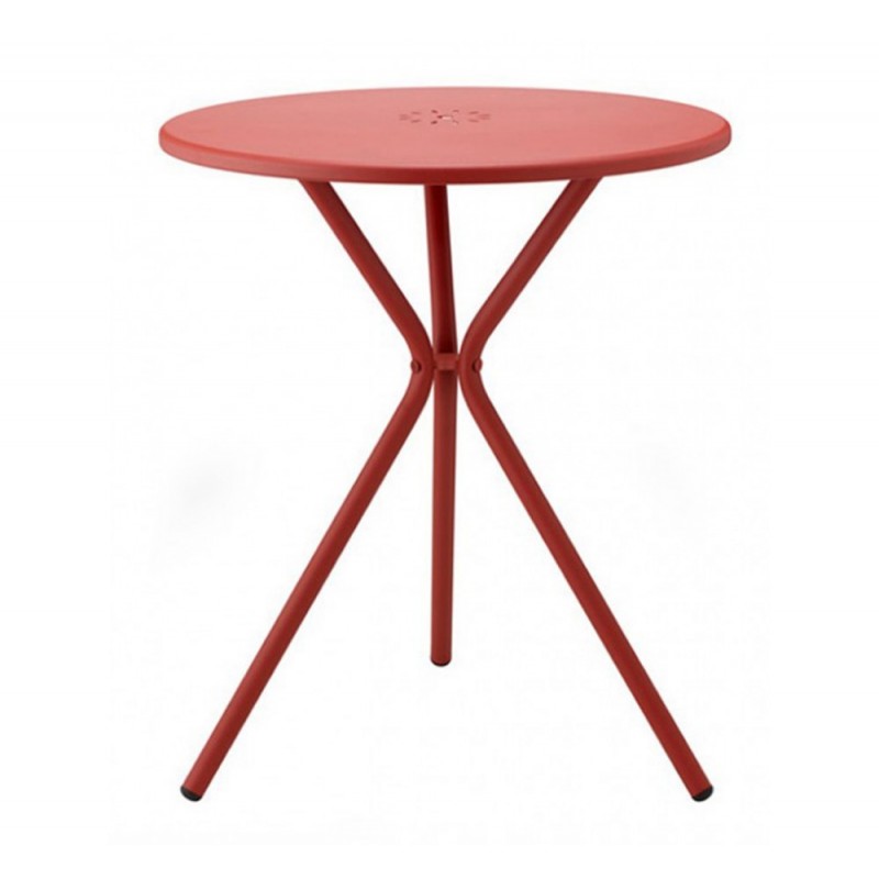 Leo τραπέζι art.2719 VM - Zinc and matt brick red coated steel, embossed finish Ø60x72cm