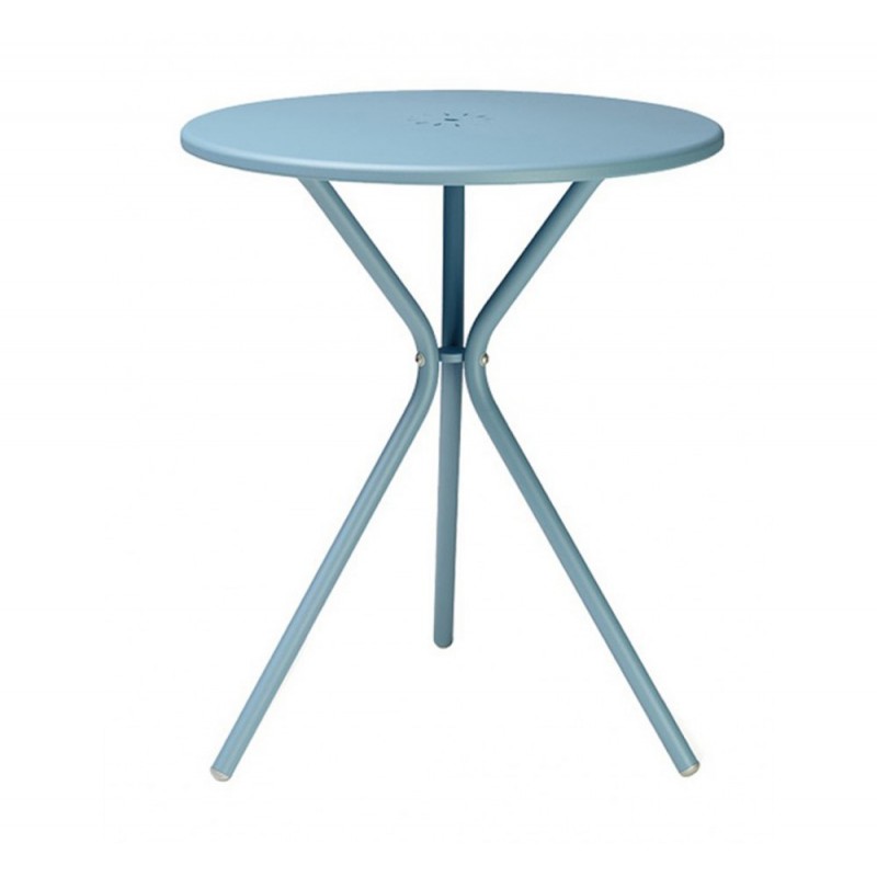 Leo τραπέζι art.2719 VZ - Zinc and matt light blue coated steel, embossed finish Ø60x72cm