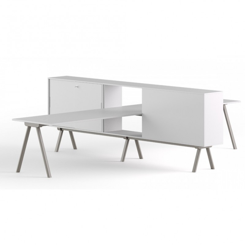 Workstation 2027 Χ γραφείο λευκό χρωμα απο μελαμίνη 400x320x109(80)cm