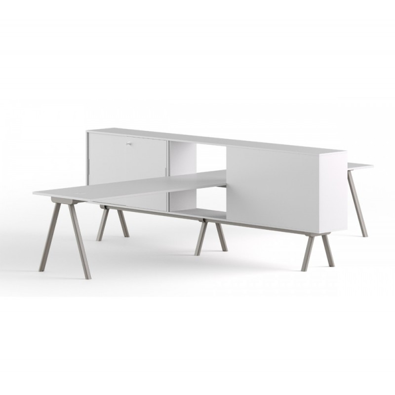 Workstation 2027 Χ γραφείο σταθμος  εργασίας mdf  χρώμα λευκό  Lacquered 00 - White 400x320x109(80)cm