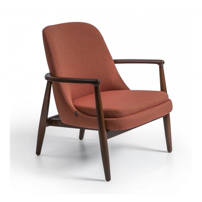 Paw ξύλινη lounge πολυθρόνα BUF917 - ύφασμα χρώμα Ταμπά 66x75x77(43)cm