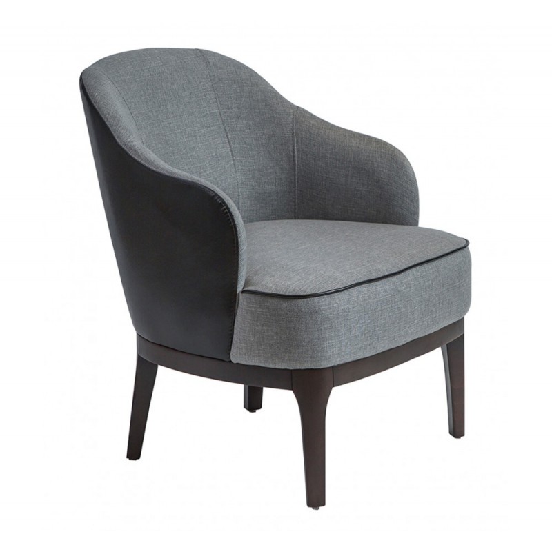 Veronica ξύλινη lounge πολυθρόνα BUF901- γκρί ύφασμα  67x74x83(46)cm