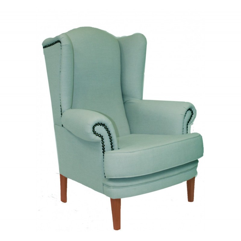 Carmelia ξύλινη lounge πολυθρόνα Με ύφασμα βεραμάν 90x70x114cm