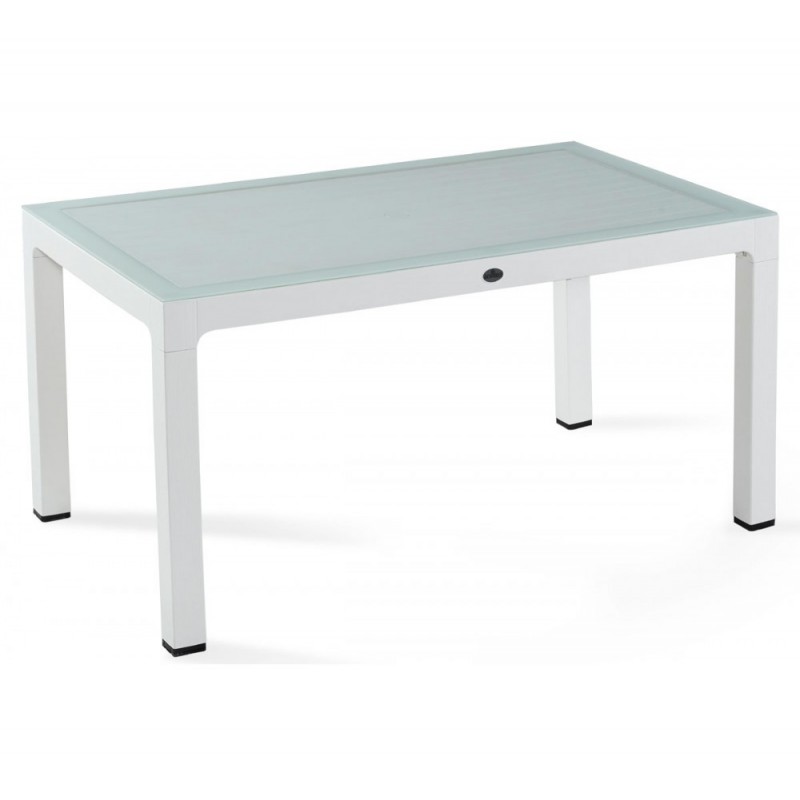 Wood 150 τραπέζι Λευκό  από πολυπροπυλένιο με τζαμι  διαστάσεις 150*90*75cm  