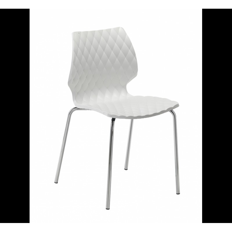 Uni 550 καρέκλα χρωμίου RAL 9016 Traffic white/ NCS S0502-B Traffic white 47x53x79/46cm