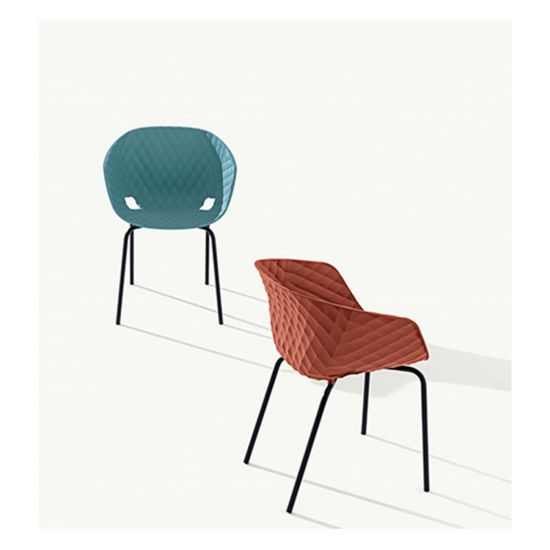 Uni-ka 594 πολυθρόνα χρωμίου NCS S3060-Y80R Coral red 59x55x80/47cm