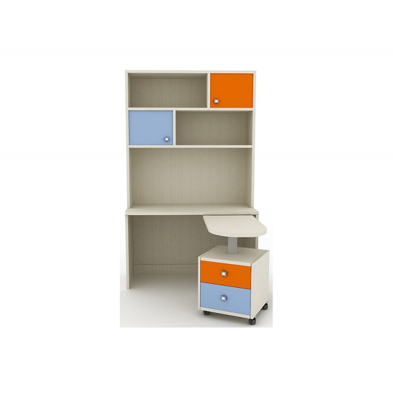 Puzzle γραφείο με βιβλιοθήκη 67 - Σιελ Γραφείο 60x120x202cm / Επέκταση 36x150cm