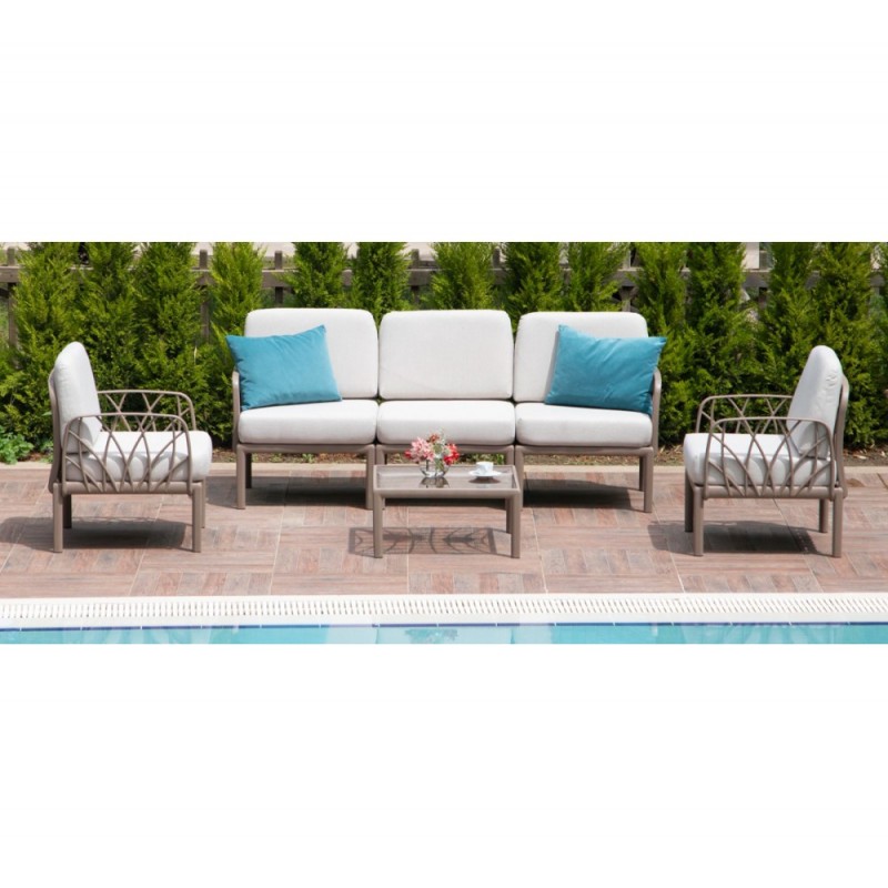 Garda III PP set 4τμχ Με μπεζ μαξιλάρια Τραπεζάκι:67,5x67,5x32cm