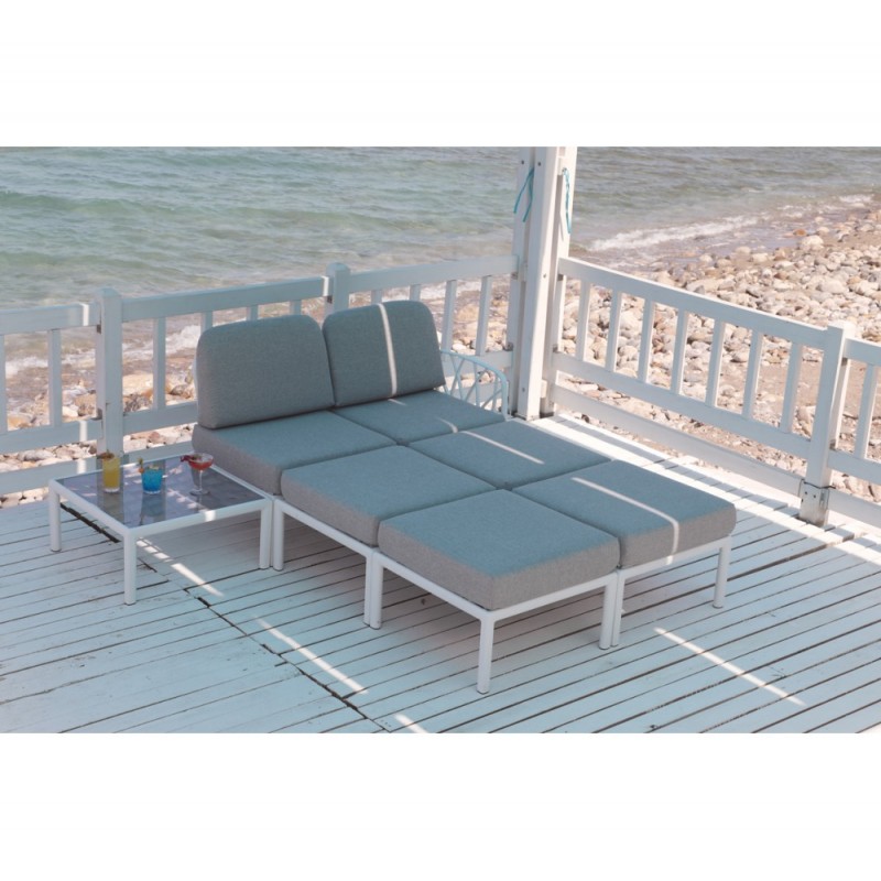Garda daybed polypropyle Με γκρι μαξιλάρια 140x210x78(64/45)cm