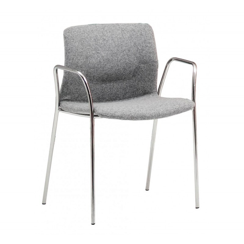 Slot M TB uph πολυθρόνα Xρώμιο 56x48x82(46)cm - γκρι ύφασμα - χρωμιο σκελετο  