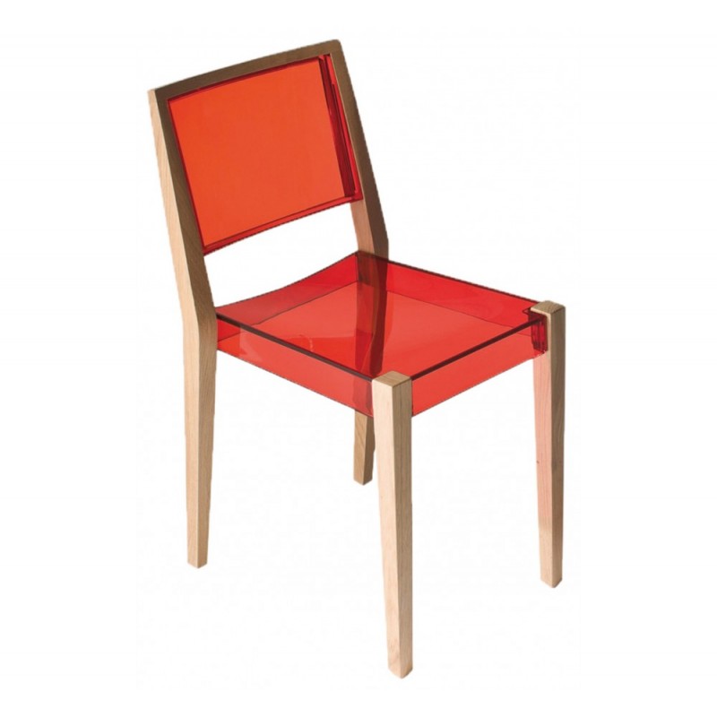 Together ξύλινη καρέκλα 45 - Διάφανο Κόκκινο 52x36x80(46)cm
