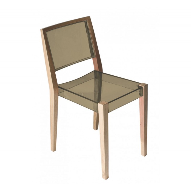Together ξύλινη καρέκλα 47 - Διάφανο Κεχριμπαρένιο 52x36x80(46)cm