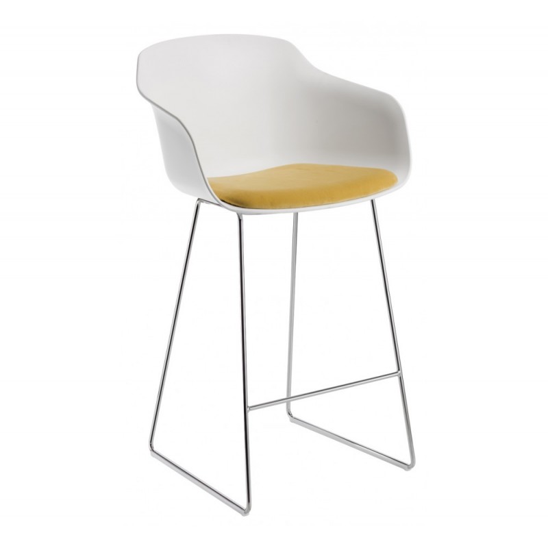 Dame S 68 σκαμπό bar 00-White 57,7x53,7x100(68)cm  Μέταλλο - Ύφασμα - Technopolymer λευκό 