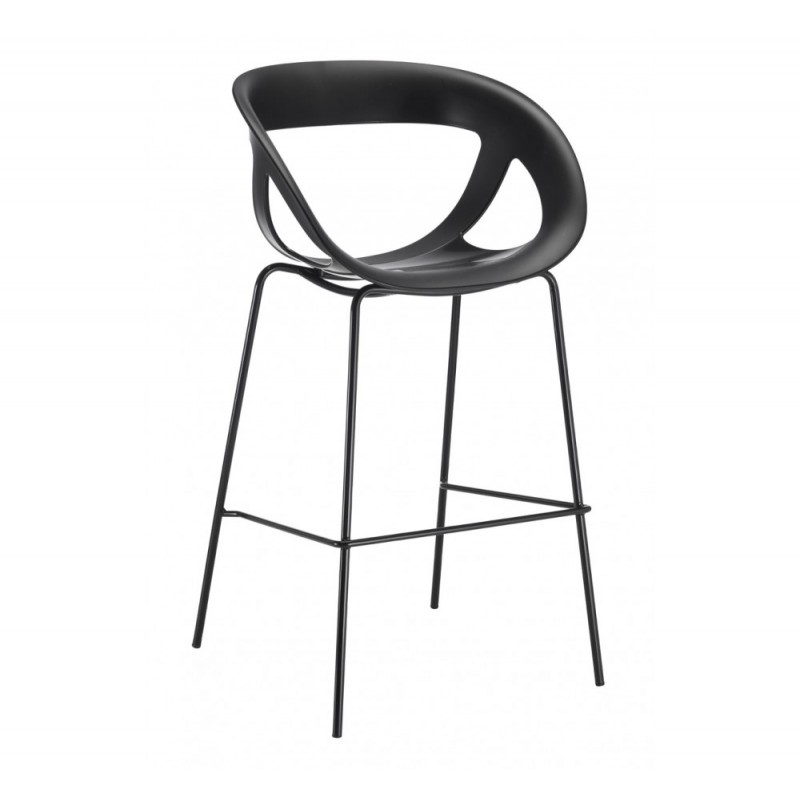 Moema 75 σκαμπό bar 10-Black 57,5x56x109(76)cm  Μέταλλο - Technopolymer ΜΑΥΡΟ 