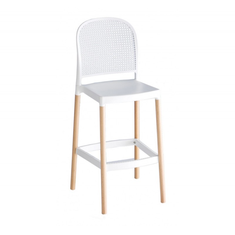 Panama BL ξύλινο σκαμπό bar 00-White 59x48x114(75)cm