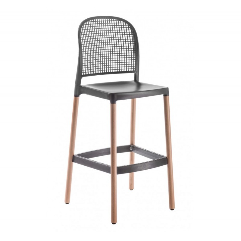 Panama BL ξύλινο σκαμπό bar 10-Black 59x48x114(75)cm