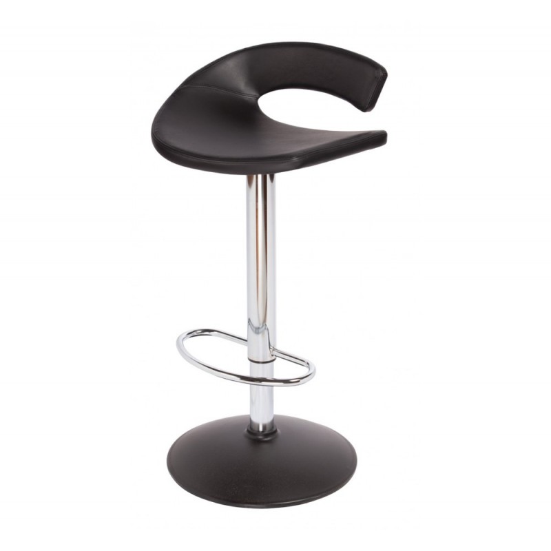 Torino I/IV uph σκαμπό bar P_Leather-109P 41x41x91(60/75)cm  - μαύρο δέρμα με βάση απο χρώμιο.