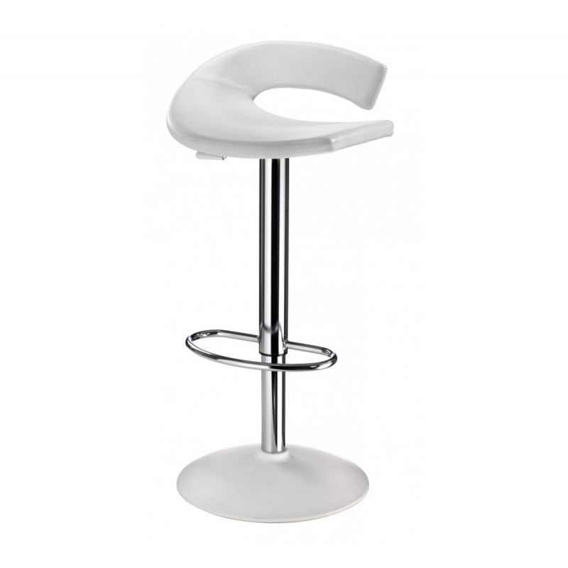 Torino I/IV uph σκαμπό bar P_Leather-112P 41x41x91(60/75)cm  λευκό δέρμα με βάση απο τεχνοπολυμεριο 