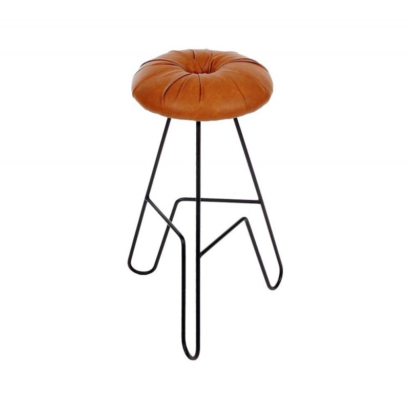 Lorn μεταλλικό σκαμπό bar Aνθρακί με χρώμα  ταμπα  δερματίνη 45x45xH75cm 