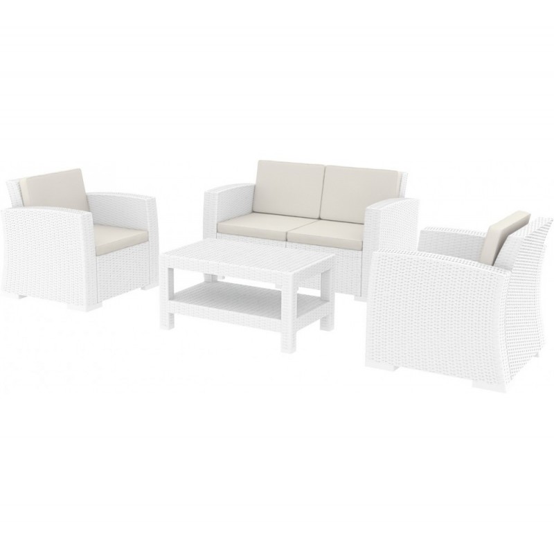 Monaco lounge set resin Λευκό 140x79x79(35