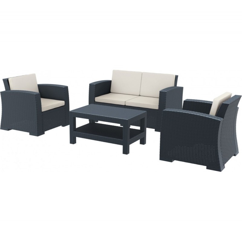 Monaco lounge set resin Σκούρο γκρι 140x79x79(35)