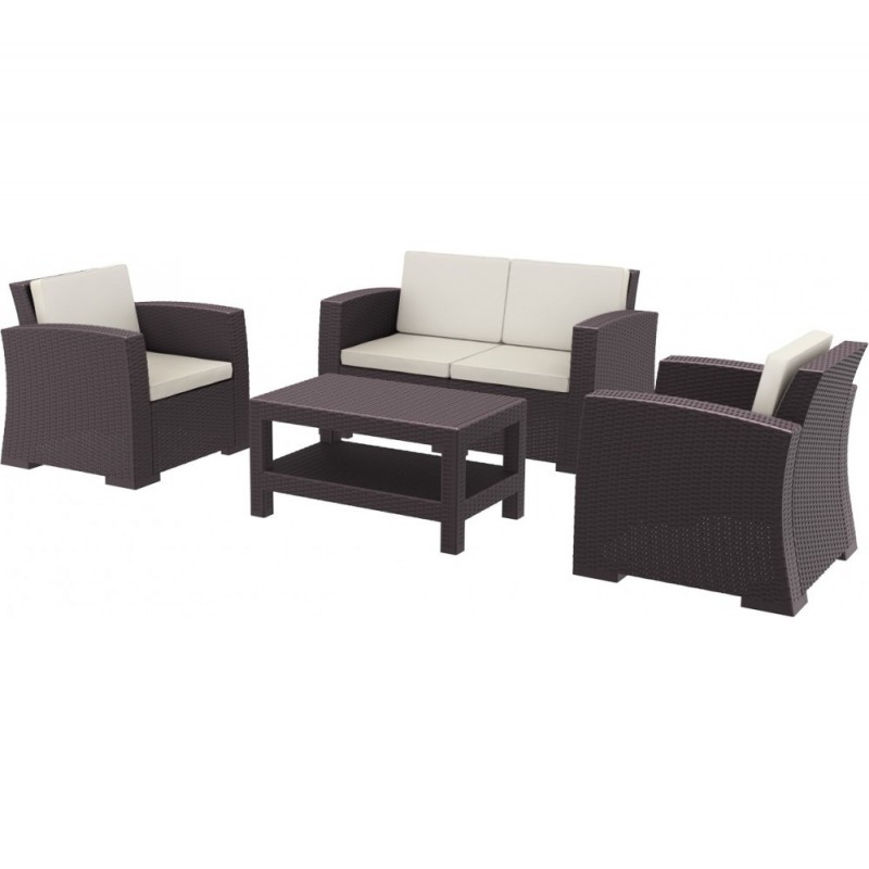 Monaco lounge set resin Καφέ 140x79x79(35)