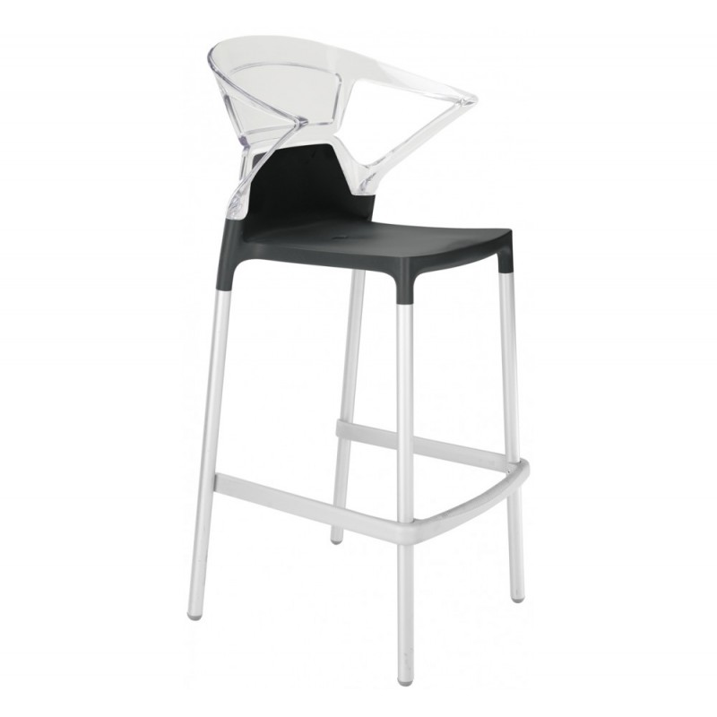 Ego-K σκαμπό bar αλουμινίου 37 - Clear transparent 56x55x110(74)cm
