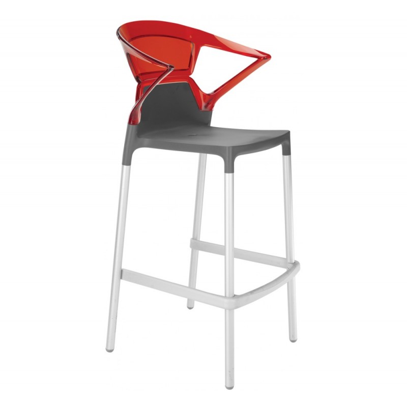 Ego-K σκαμπό bar αλουμινίου 29 - Red transparent 56x55x110(74)cm