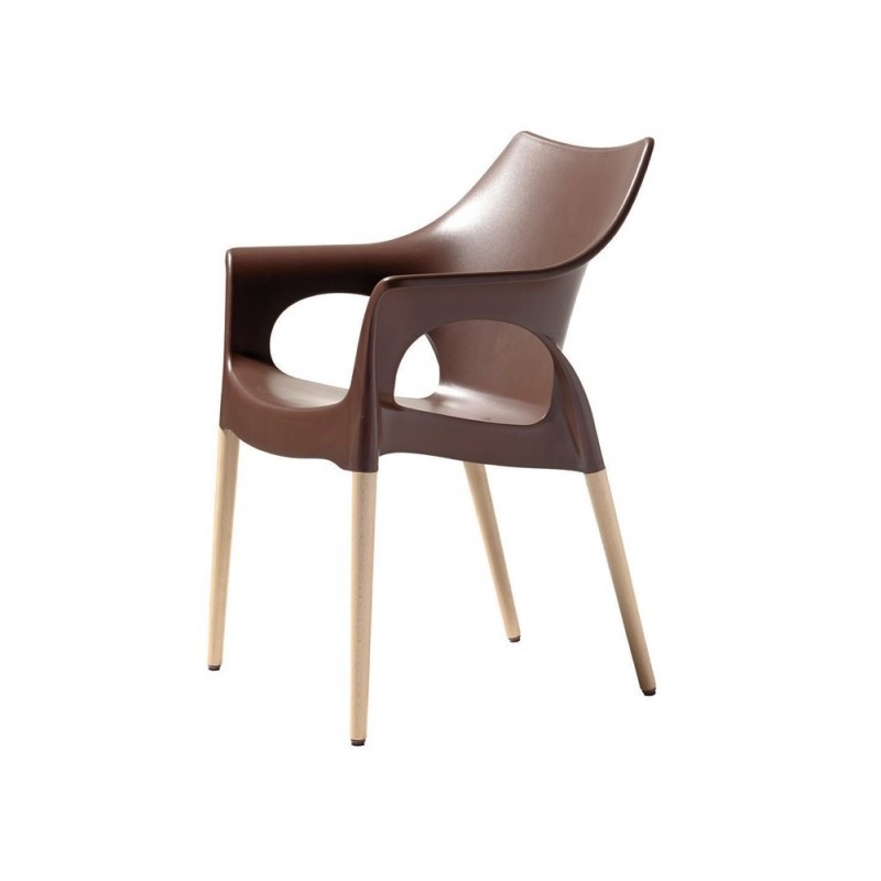 Natural Ola πολυθρόνα από καφέ πολυπροπυλενιο  F-Natural beech 59x54x82(45)cm