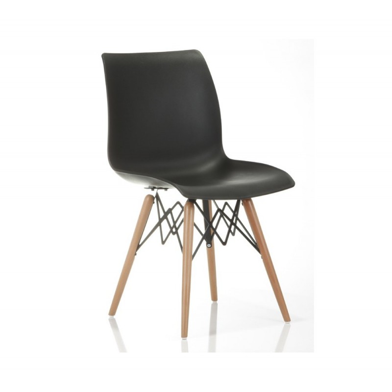 Laser -V καρέκλα με ξύλινα πόδια Μαύρο 81x47x40 cm - ελάχιστη παραγγελια 1 τεμάχιο