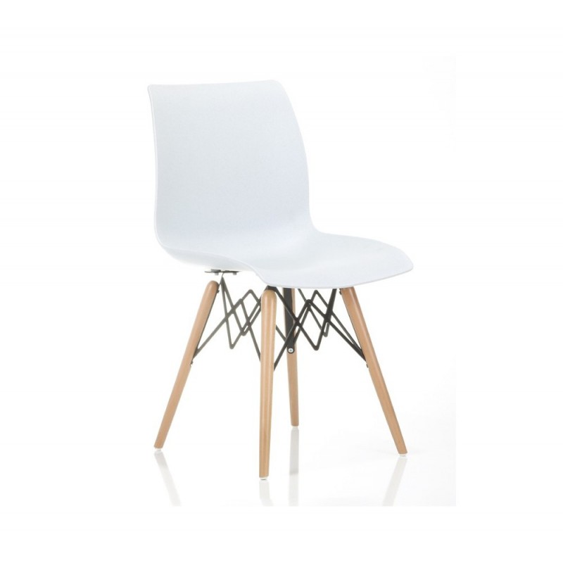 Laser -V καρέκλα με ξύλινα πόδια Λευκό  81x47x40 cm - ελάχιστη παραγγελια 1 τεμάχιο