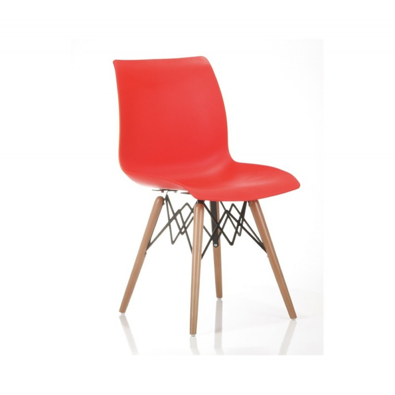 Laser -V καρέκλα με ξύλινα πόδια Κόκκινο -81x47x40 cm - ελάχιστη παραγγελια 1 τεμάχιο