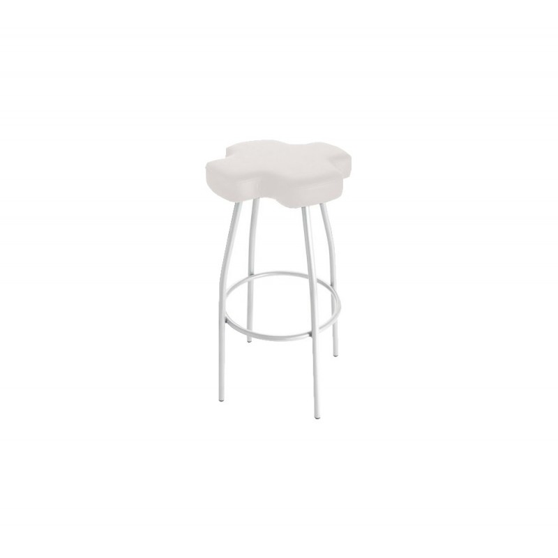 Cross σκαμπό bar E_Simil_leather_ Aurea-22 42x42x79cm  ΛΕΥΚΗ ΔΕΡΜΑΤΙΝΗ 