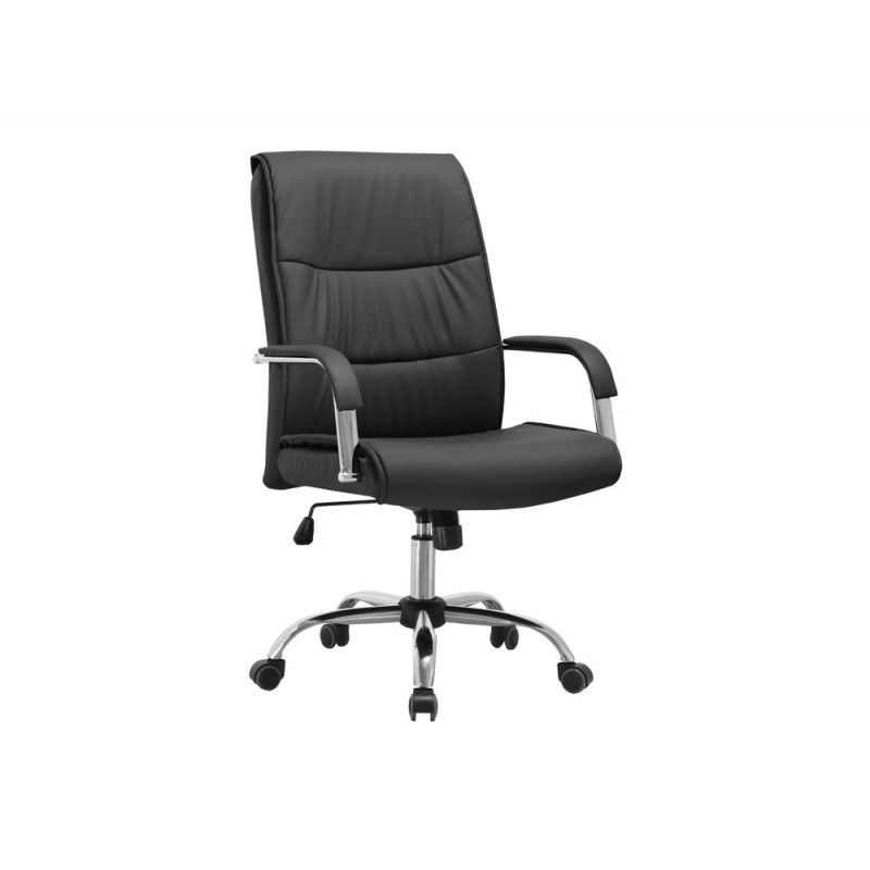 Vision πολυθρόνα γραφείου μαύρη δερμάτινη  60x66x115cm