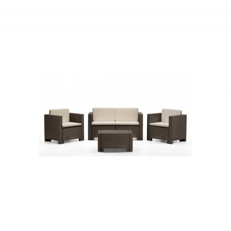 ATLANTA2 set πολυπροπυλενίου 4τμχ Καφέ 131x57,5x64cm