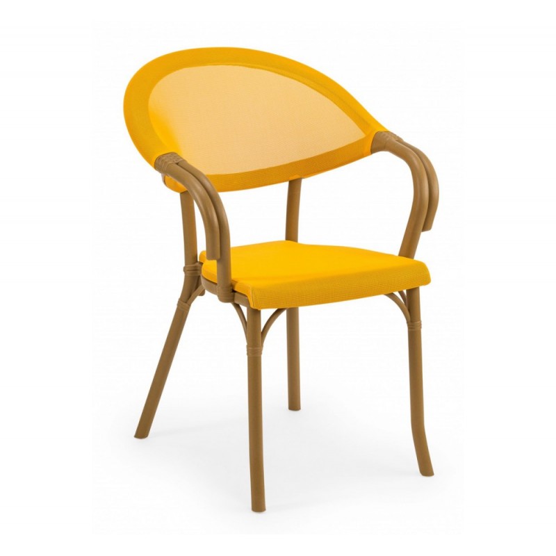 Flash -N πολυθρόνα Wood 43x57x83(44)cm - χρώμα Ξύλο-Κίτρινο