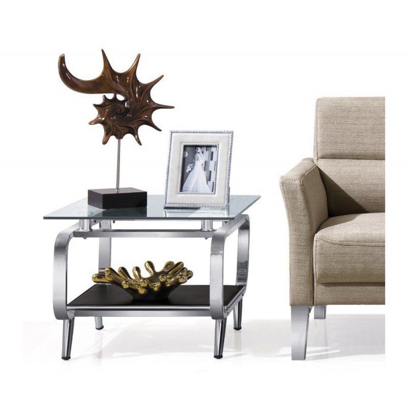 3369 τραπεζάκι μεταλλικό με τζάμι τετράγωνο    63x63x40cm