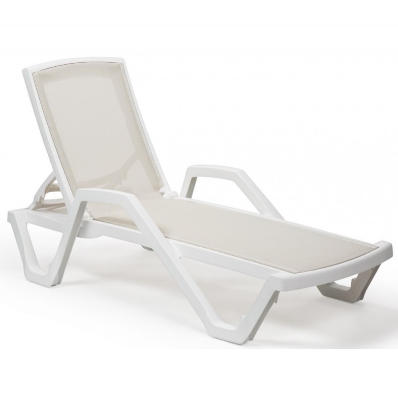 Mare ξαπλώστρα με μπράτσα Ivory White frame - Beige textilene 72x186x46cm