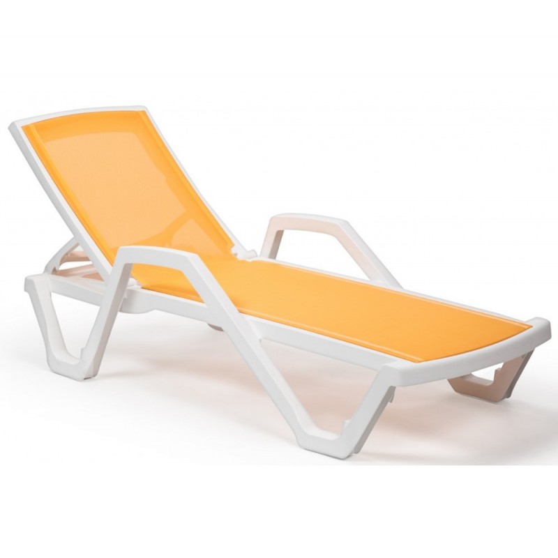 Mare ξαπλώστρα με μπράτσα Ivory White frame - Yellow textilene 72x186x46cm