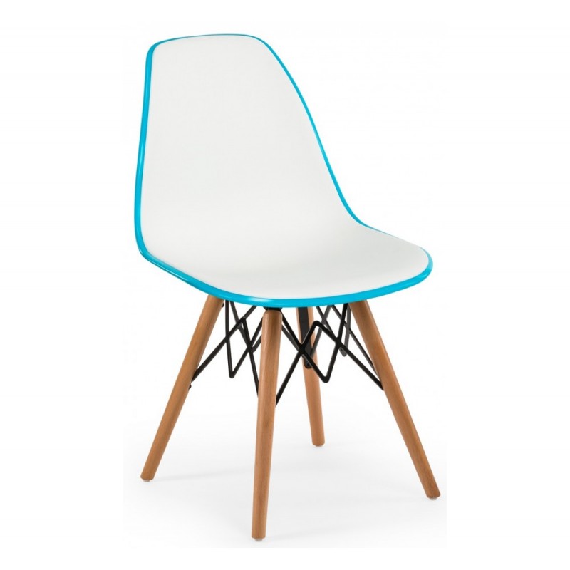 EOS-V καρέκλα με ξύλινα πόδια Turquoise - Ivory White 45x43x78cm