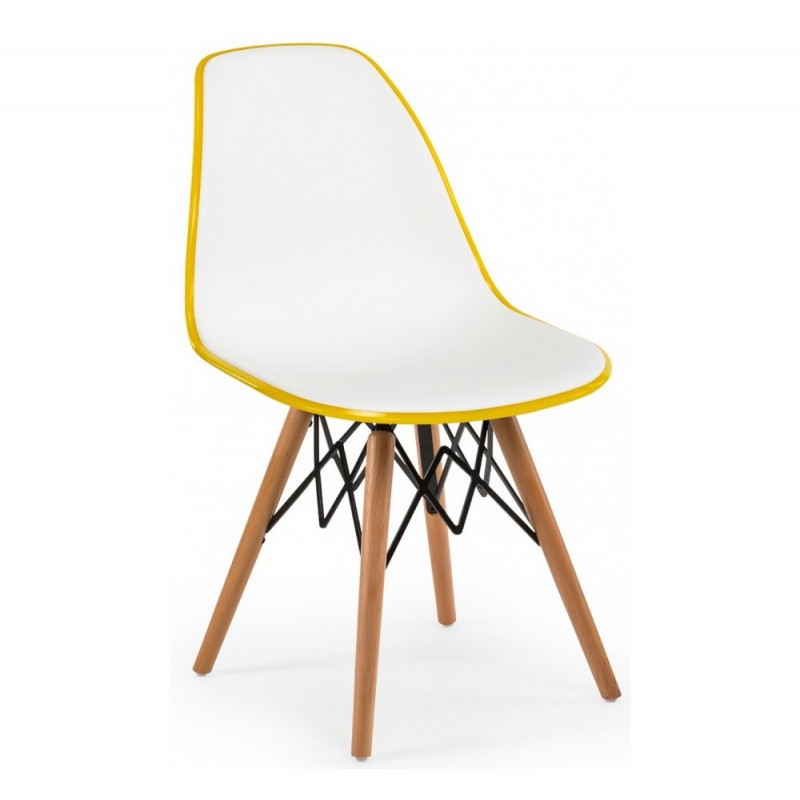 EOS-V καρέκλα με ξύλινα πόδια Κίτρινο - Ivory White 45x43x78cm