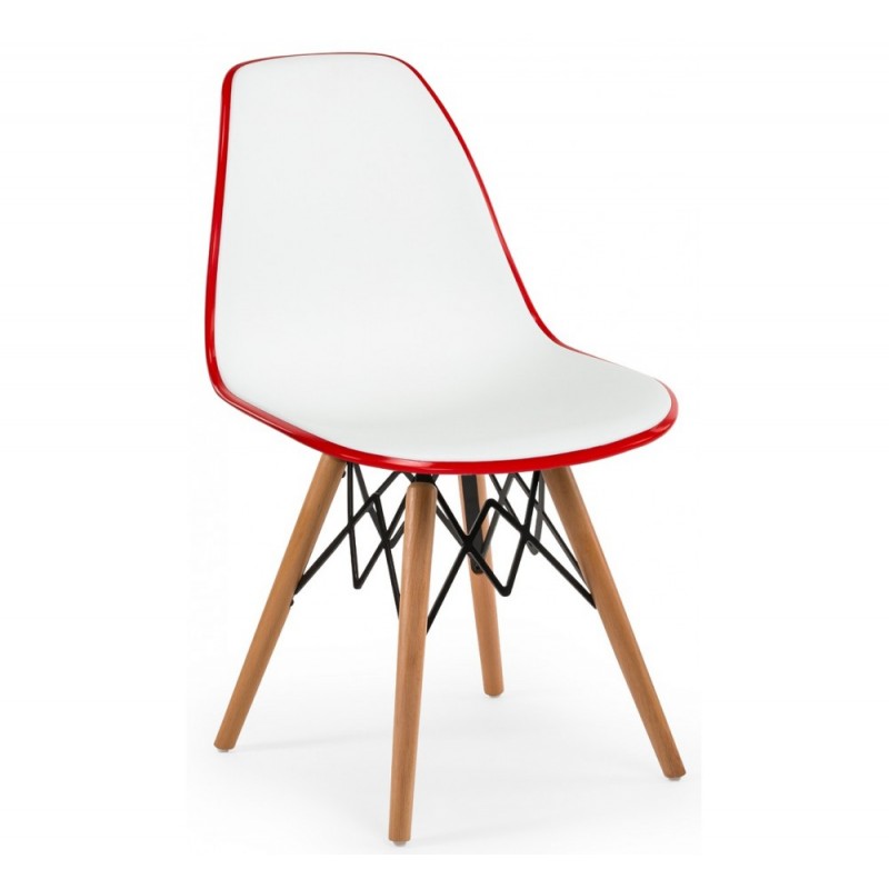 EOS-V καρέκλα με ξύλινα πόδια Κόκκινο - Ivory White 45x43x78cm