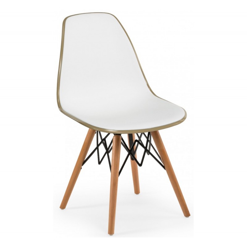 EOS-V καρέκλα με ξύλινα πόδια Coffee - Ivory White 45x43x78cm