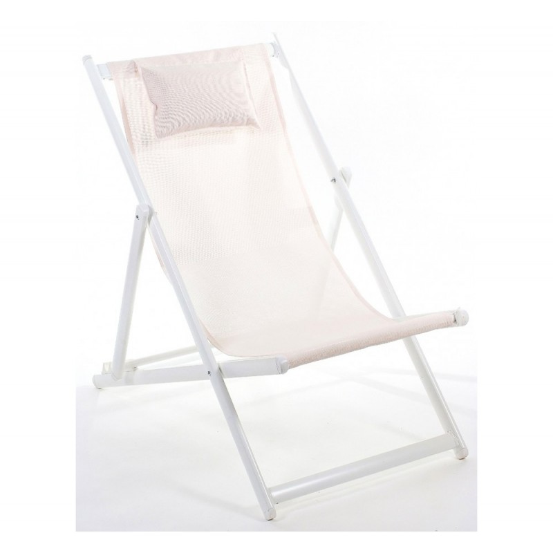 Davis σεζλόνγκ με σκελετό αλουμινίου & Ιταλικό textilene 1x1 Λευκό 69x101x43cm