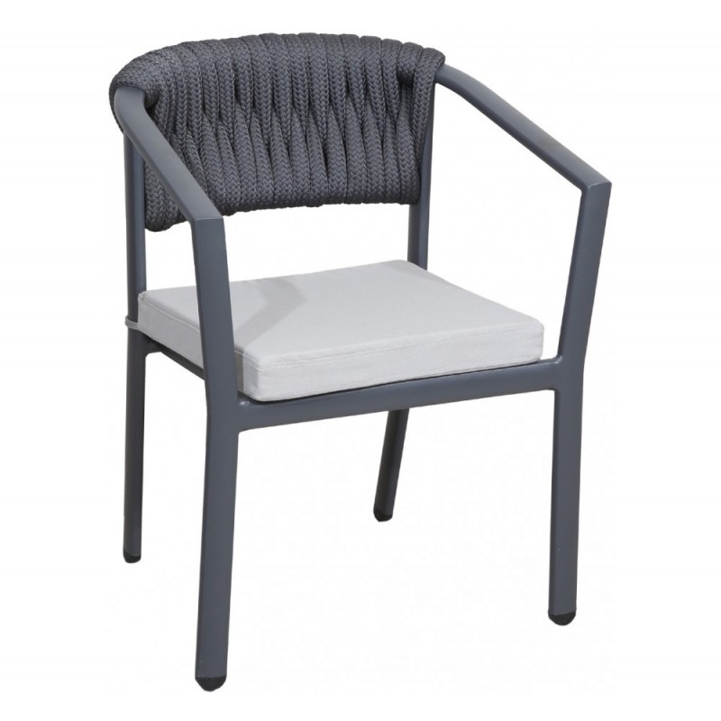 AVG256 πολυθρόνα  με σκελετό αλουμινίου ανθρακί 63x59x78(43)cm