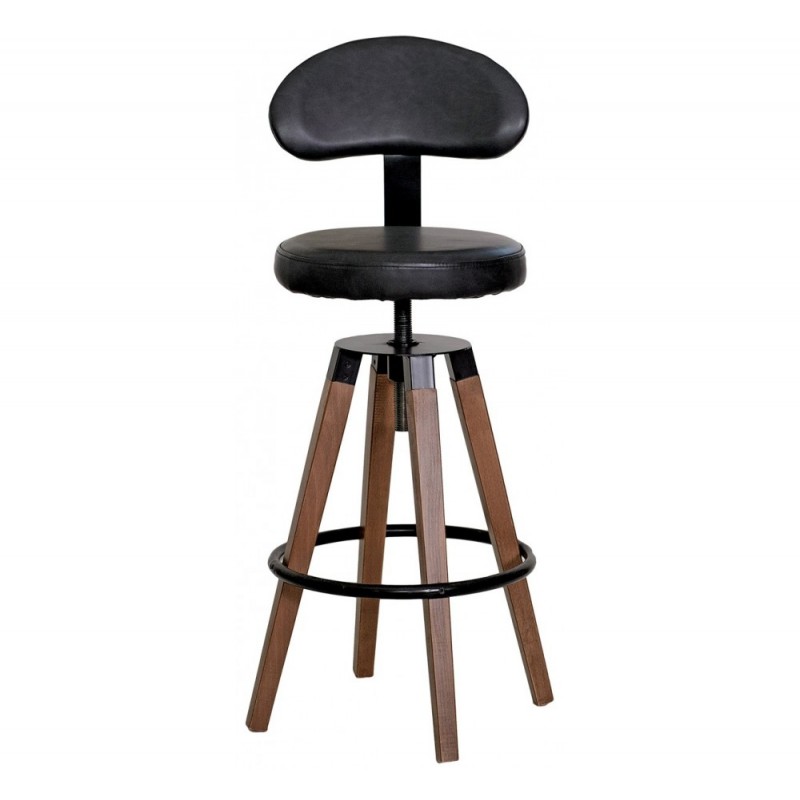 Patch ξύλινο σκαμπό bar Με δερματίνη 43x45x98/112cm