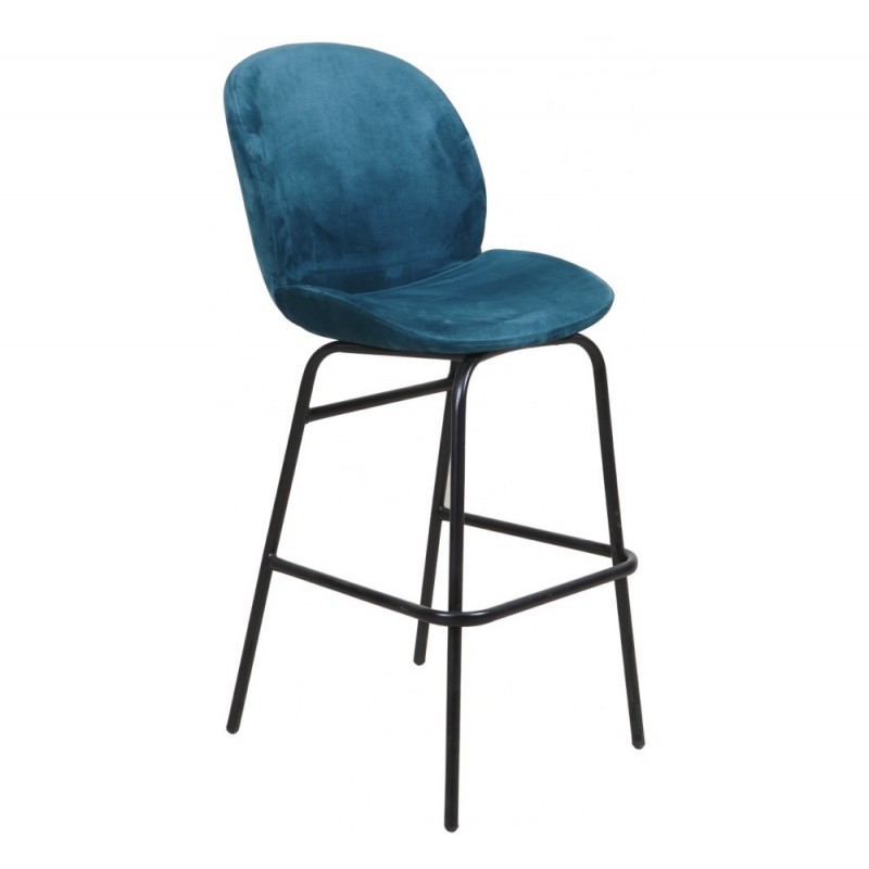 AVG326 μεταλλικό σκαμπό bar Με ύφασμα μπλέ  διαστάσεις 40x48x100(75)cm