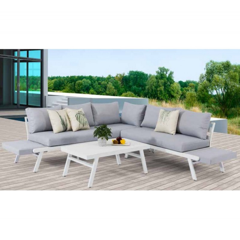 Bertino set Λευκό αλουμινίου Γωνία: 268x172x79xH69cm